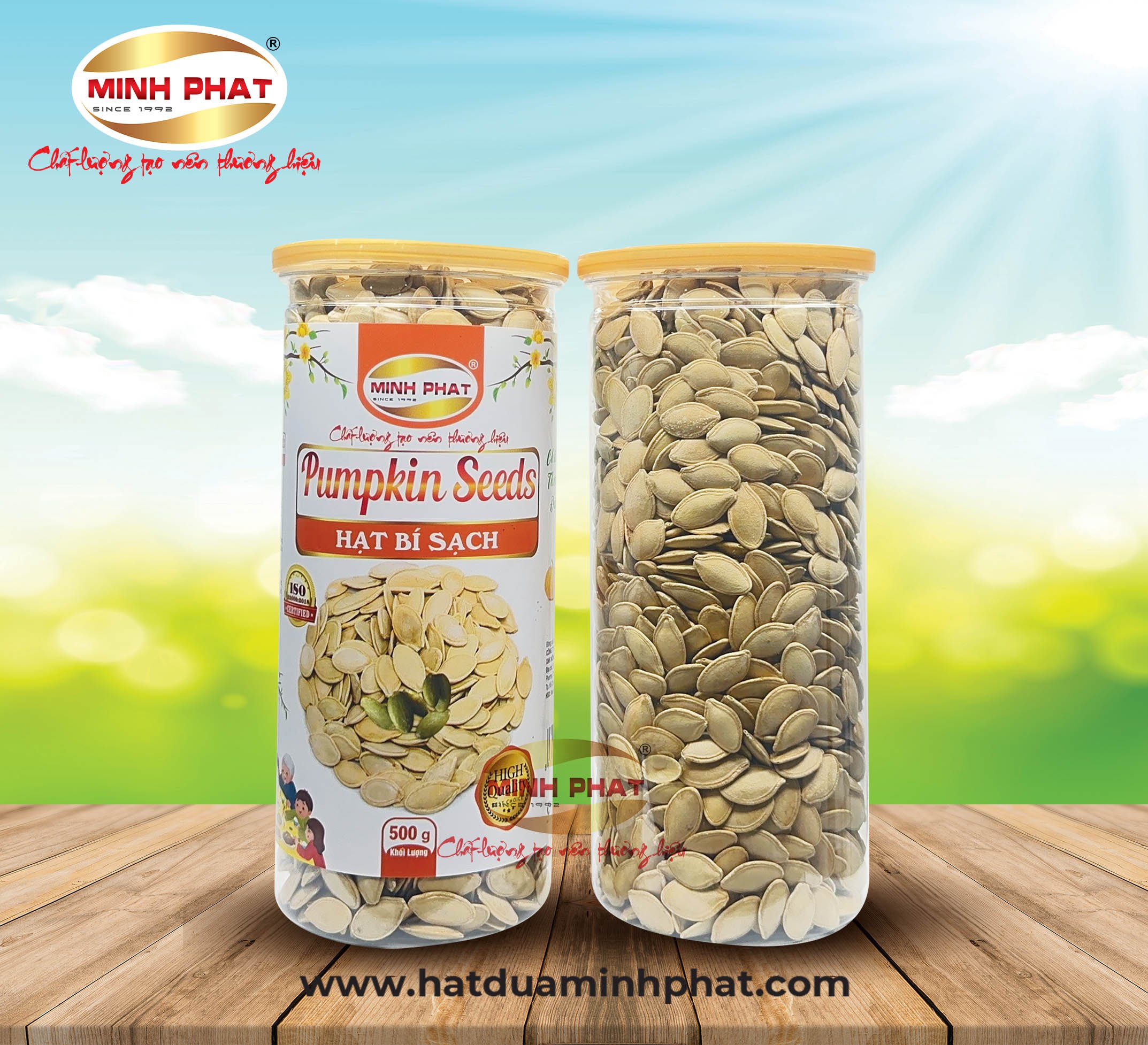 Hạt bí rang củi sạch đặc biệt (hộp) 500gram